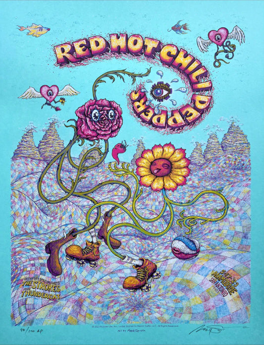 Red Hot Chili Peppers San Antonio Poster Blue AP Version